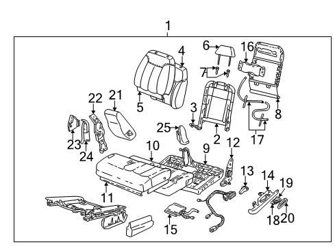 1995 GMC C3500 Front Seat Components Diagram 4 - Thumbnail