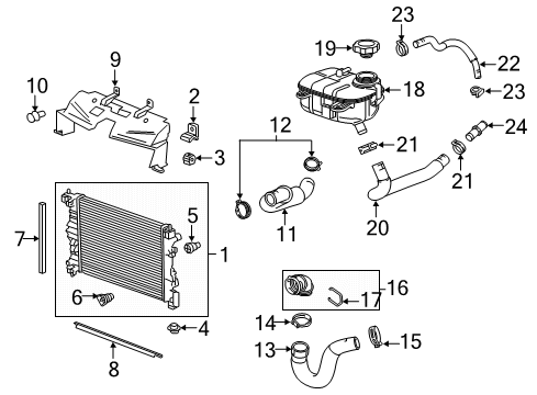 2016 Buick Encore Radiator & Components Diagram