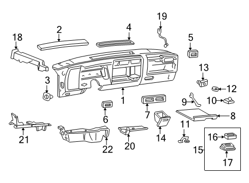 1997 Chevy S10 Cluster & Switches, Instrument Panel Diagram