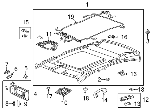 2014 Cadillac XTS Interior Trim - Roof Diagram