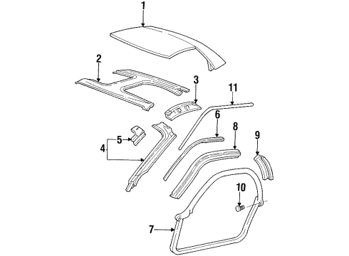 1998 Pontiac Firebird Roof & Components, Exterior Trim Diagram