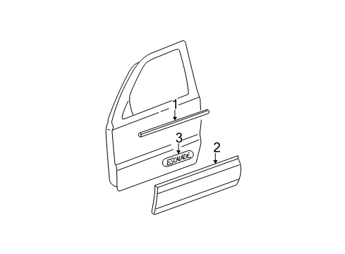 2003 Cadillac Escalade Exterior Trim - Front Door Diagram