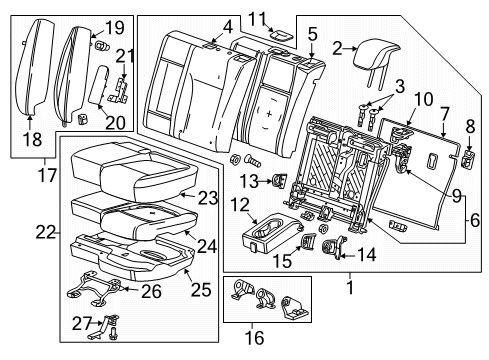 2022 Chevy Trax Rear Seat Components Diagram