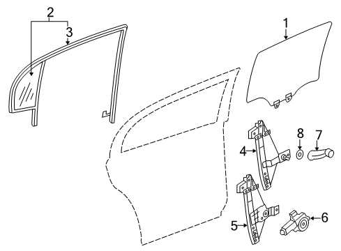 2008 Chevy Cobalt Rear Door - Glass & Hardware Diagram