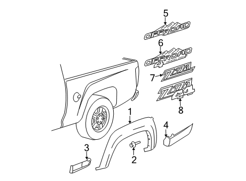 2011 GMC Canyon Exterior Trim - Pick Up Box Diagram
