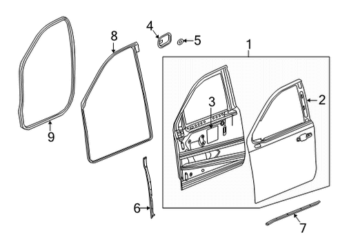 2023 Cadillac Escalade ESV Door & Components Diagram