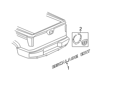 2004 Cadillac Escalade EXT Exterior Trim - Tail Gate Diagram