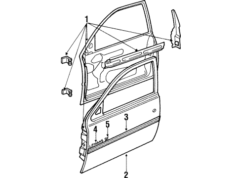 1991 Pontiac LeMans Body Side Molding, Gray; Red Diagram for 90401962