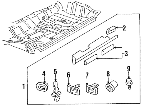 1997 Cadillac DeVille Rocker Molding Seal Diagram for 25635523