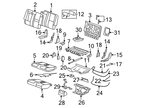 2008 Cadillac Escalade ESV Rear Seat Components Diagram