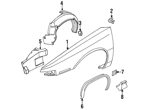 1992 Chevy Lumina Fender Liner, Front Inner Passenger Side Diagram for 10187282