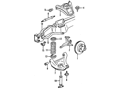 1996 GMC Jimmy Front Suspension Components, Lower Control Arm, Upper Control Arm, Stabilizer Bar, Torsion Bar Diagram