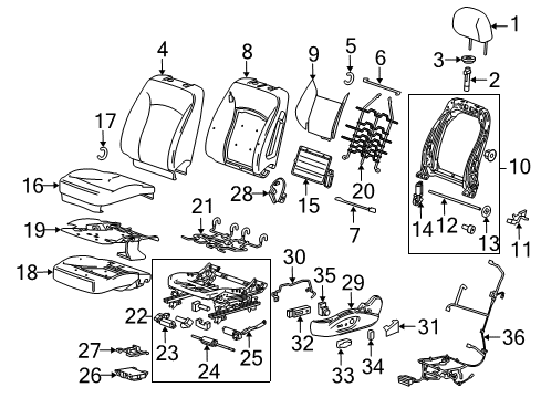 2015 Buick Regal Driver Seat Components Diagram
