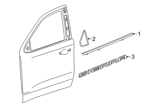 2021 GMC Sierra 1500 Exterior Trim - Front Door Diagram