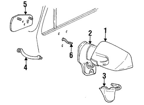 1991 Chevy V3500 Mirror, Rear Passenger Side Diagram for 15565454