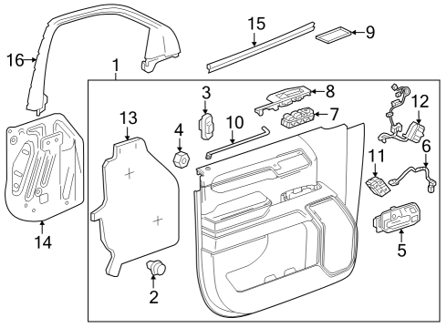 2023 GMC Sierra 1500 Interior Trim - Front Door Diagram