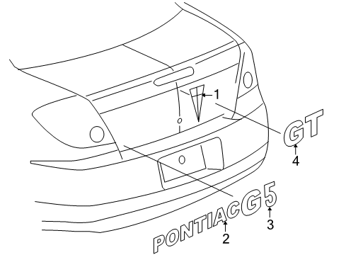 2007 Pontiac G5 Exterior Trim - Trunk Lid Diagram