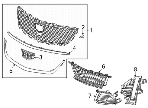 2023 Cadillac CT5 Grille & Components Diagram 8 - Thumbnail