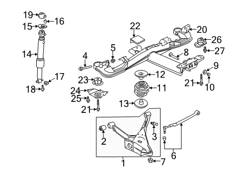 2000 Buick LeSabre Suspension Crossmember, Rear Diagram for 88890012