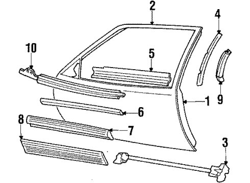 1993 Oldsmobile Cutlass Supreme Front Door & Components, Exterior Trim Diagram