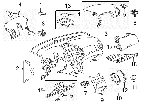 2014 Chevy Sonic Cluster & Switches, Instrument Panel Diagram
