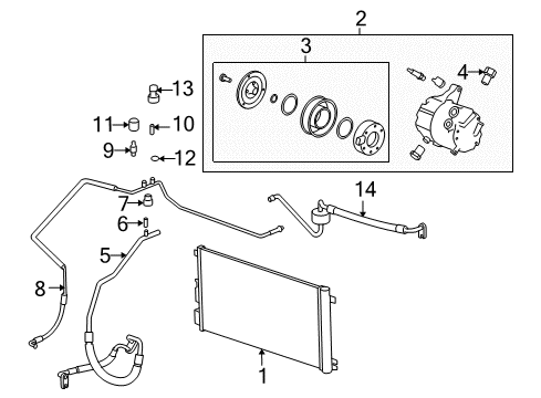 2009 Saturn Aura A/C Condenser, Compressor & Lines Diagram