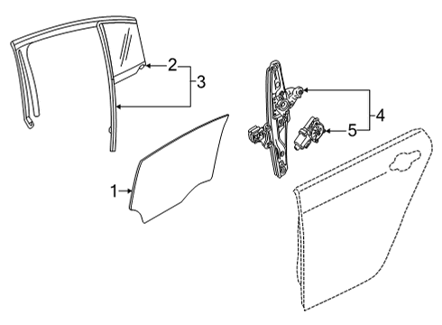 2023 Cadillac CT5 Glass - Rear Door Diagram
