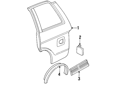 1993 Oldsmobile Bravada Side Molding, Outer Passenger Side Diagram for 12477602