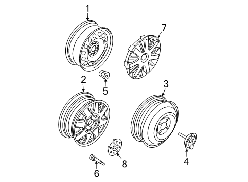2006 Chevy Aveo Wheels, Covers & Trim Diagram