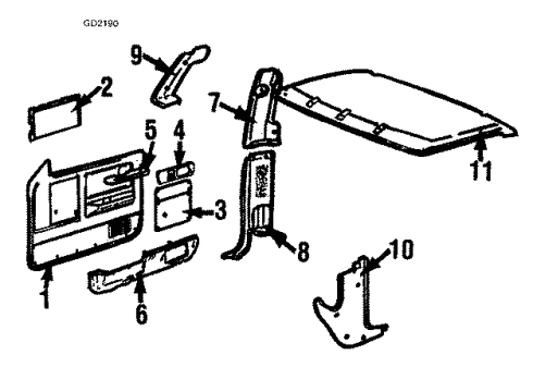 1990 GMC S15 Interior Trim Diagram