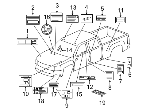 2016 GMC Sierra 2500 HD Information Labels Diagram