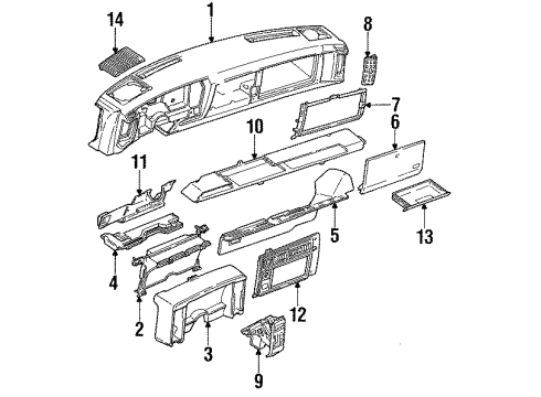 1990 GMC S15 Instrument Panel Diagram