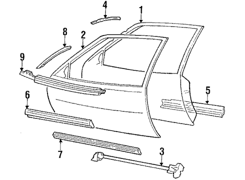 1996 Pontiac Grand Prix Front Door & Components, Exterior Trim Diagram
