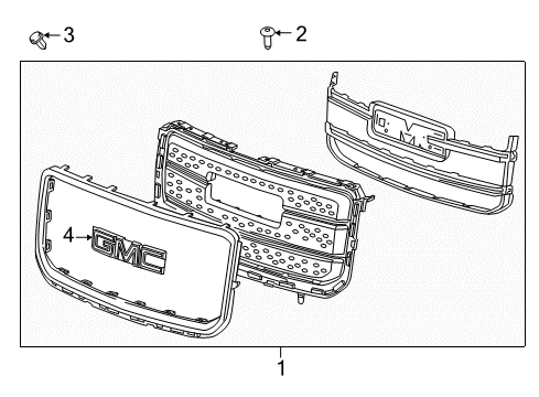 2013 GMC Acadia Grille & Components Diagram