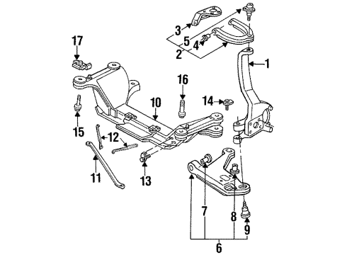 1998 Pontiac Firebird Front Suspension Components, Lower Control Arm, Upper Control Arm, Stabilizer Bar Diagram