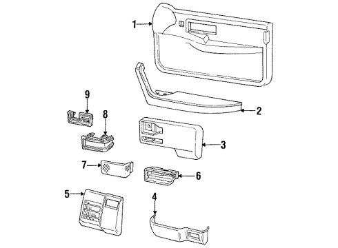 1987 Pontiac Grand Am Armrest, Front Passenger Side Diagram for 20632924