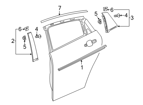 2018 Chevy Malibu Exterior Trim - Rear Door Diagram