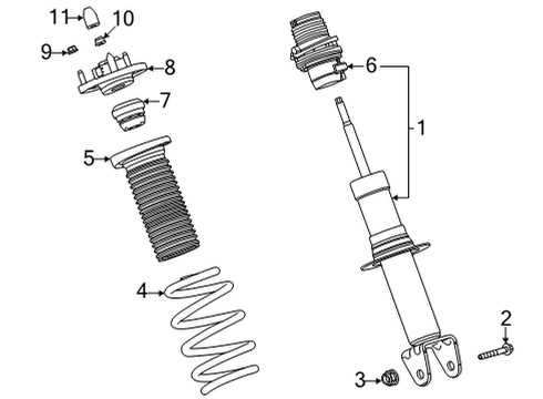 2021 Chevy Corvette Shocks & Components - Front Diagram