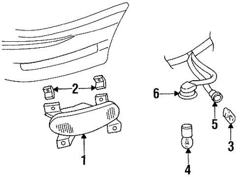 1998 Oldsmobile Aurora Corner & Side Marker Lamps Diagram