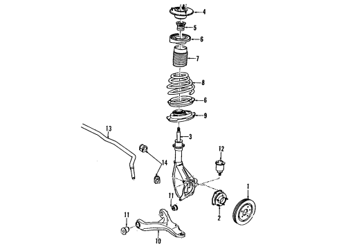1995 Buick Regal Front Suspension Components, Lower Control Arm, Stabilizer Bar Diagram