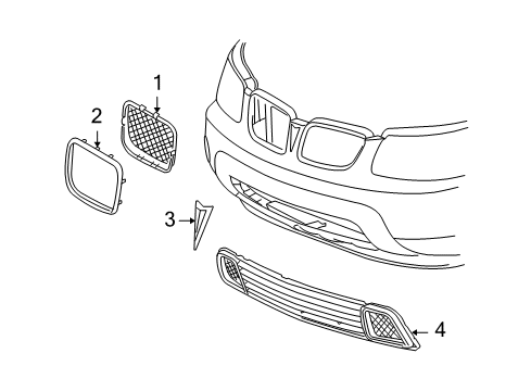 2008 Pontiac Torrent Grille & Components Diagram