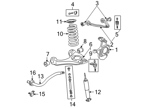2000 Chevy Suburban 2500 Upper Control Arm, Passenger Side Diagram for 12475482