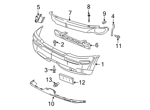 2002 Oldsmobile Bravada Front Bumper Diagram