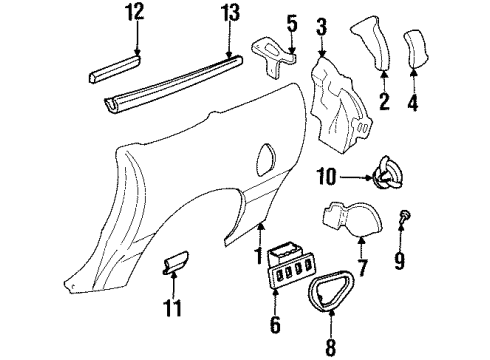 1998 Pontiac Firebird Quarter Panel, Exterior Trim Diagram