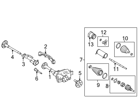 2011 GMC Sierra 1500 Carrier & Front Axles Diagram