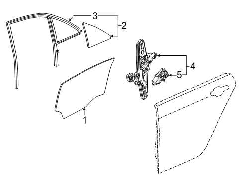 2013 Cadillac ATS Rear Door - Glass & Hardware Diagram