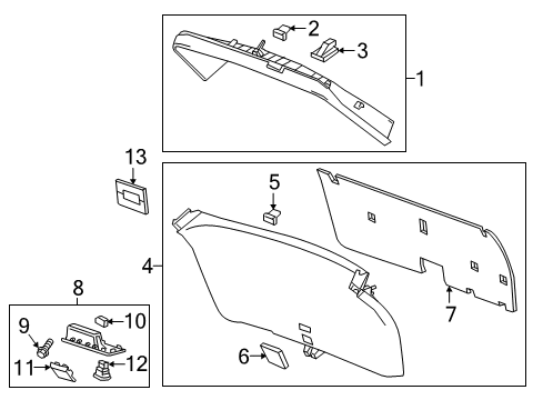 2018 Cadillac XT5 Interior Trim - Lift Gate Diagram