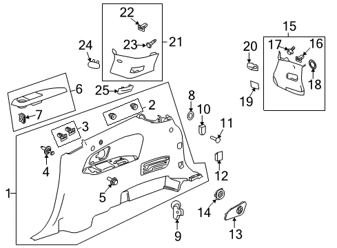 2012 Chevy Traverse Interior Trim - Quarter Panels Diagram