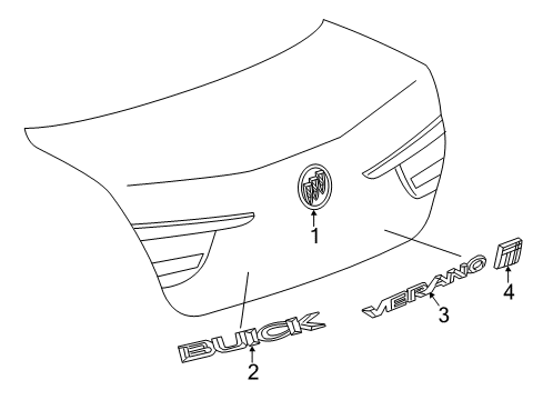 2015 Buick Verano Exterior Trim - Trunk Lid Diagram