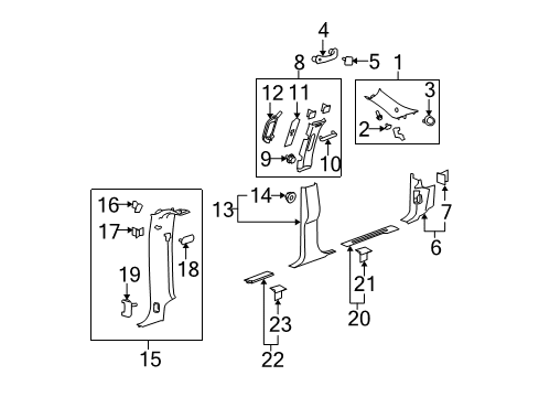 2007 Cadillac Escalade EXT Interior Trim - Pillars, Rocker & Floor Diagram